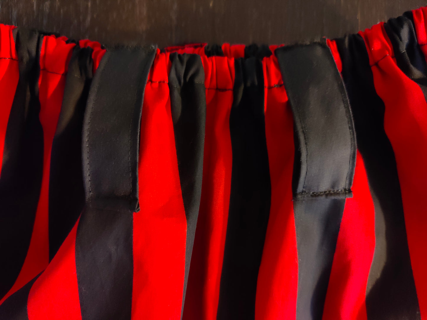 Custom Size Pirate Pants- Red & Black Wide Stripes- Optional Belt Loops & Pockets