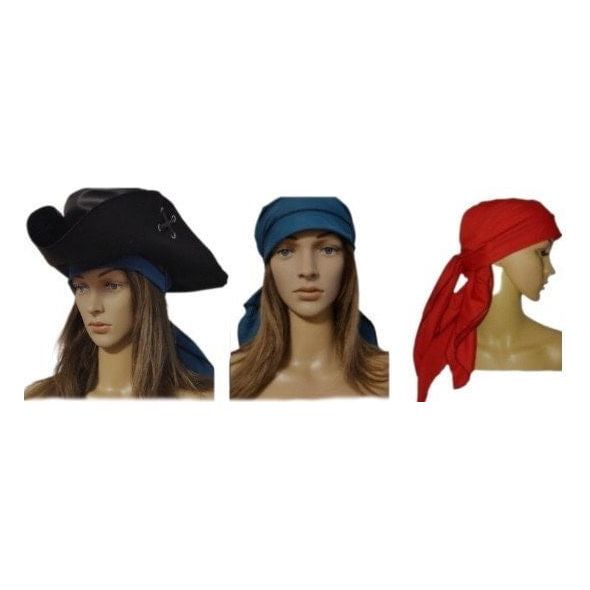 Costumes and Embroidery My Store large 24" circumference black faux leather renaissance pirate tricorne hat reverse side bonded felt fabric, choice of custom sash color