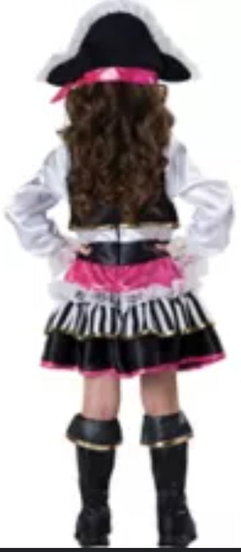 Costumes and Embroidery Cutie Collections Child Pirate Captain Costume- Girls- 6 Piece-Pink & Black