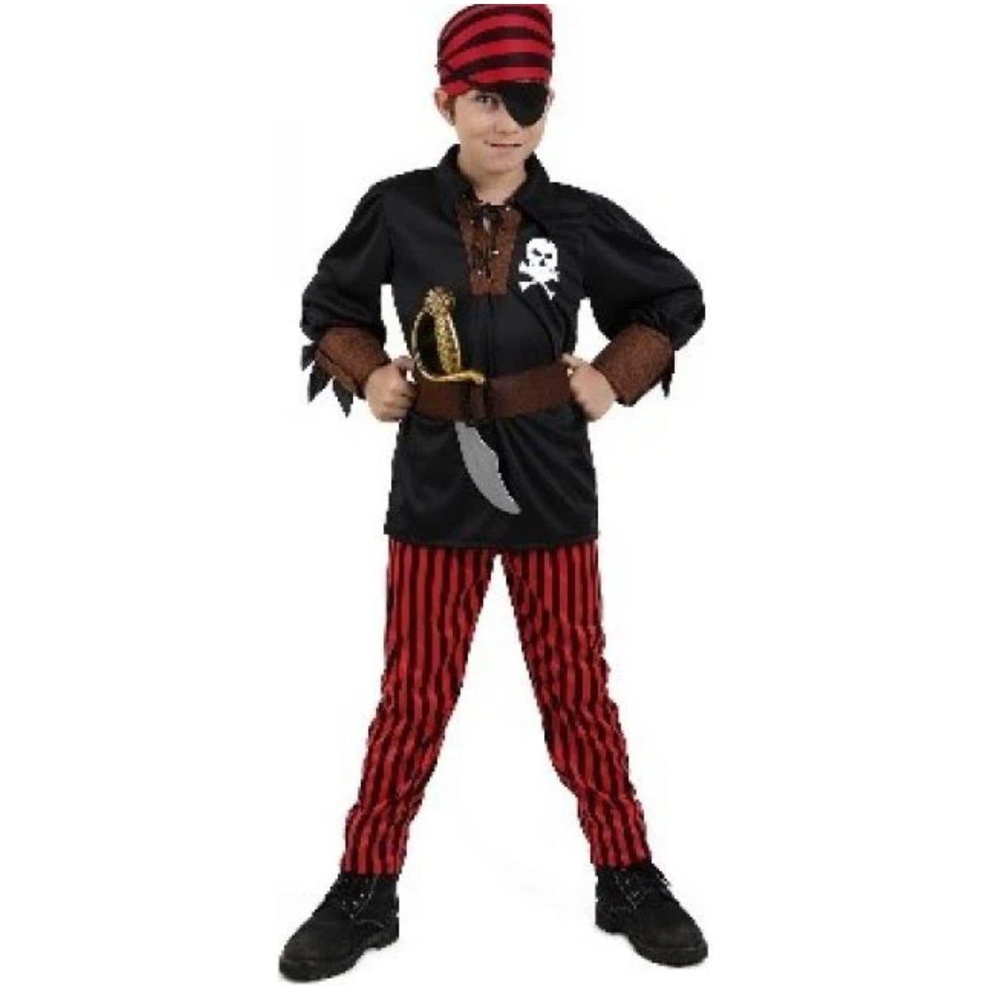 Costumes and Embroidery Cutie Collections Child Pirate-Boys Swashbuckler Costume-6 Piece-Red & Black Stripes