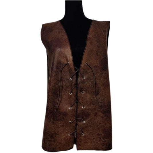 Costumes and Embroidery Costumes & Embroidery  Faux Suede Pirate Vest-Antique Brown-Eyelets & Rope-Select Sizes