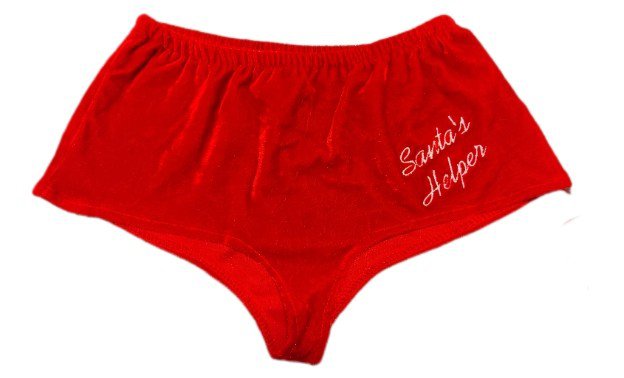 Costumes and Embroidery My Store Christmas Boy Short Panties-Embroidered Novelty-Red Velvet-Small