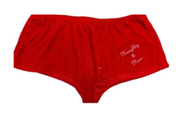 Costumes and Embroidery My Store Christmas Boy Short Panties-Embroidered Novelty-Red Velvet-Small