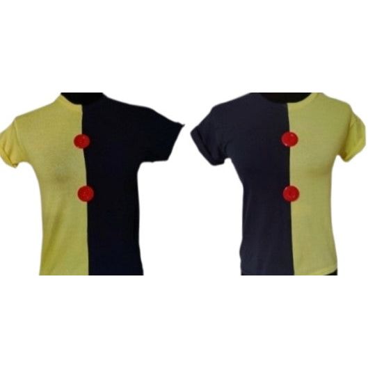 Costumes and Embroidery My Store Gamer FNAF Half Sundrop & Moondrop inspired shirts-Yellow, Blue