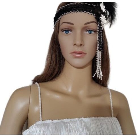 Costumes and Embroidery Costumes & Embroidery White Flapper Fringed Costume Dress- Head  Piece, Adult Medium