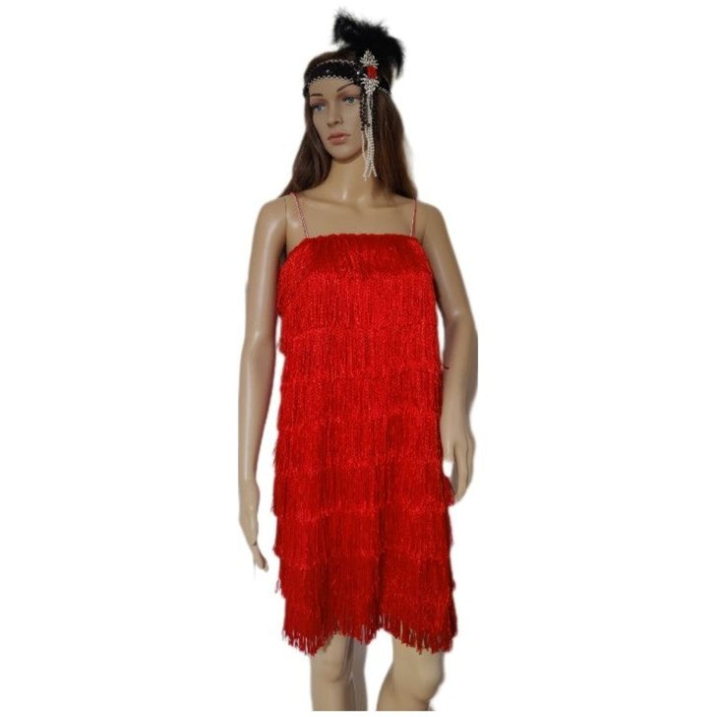 Costumes and Embroidery Costumes & Embroidery Flapper Costume Dress & Head Piece- Red- Adult Medium