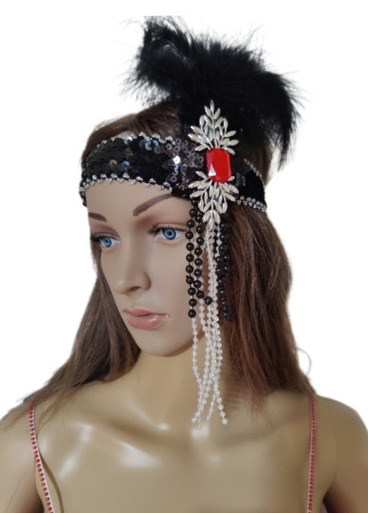 Costumes and Embroidery Costumes & Embroidery Flapper Costume Dress & Head Piece- Red- Adult Medium