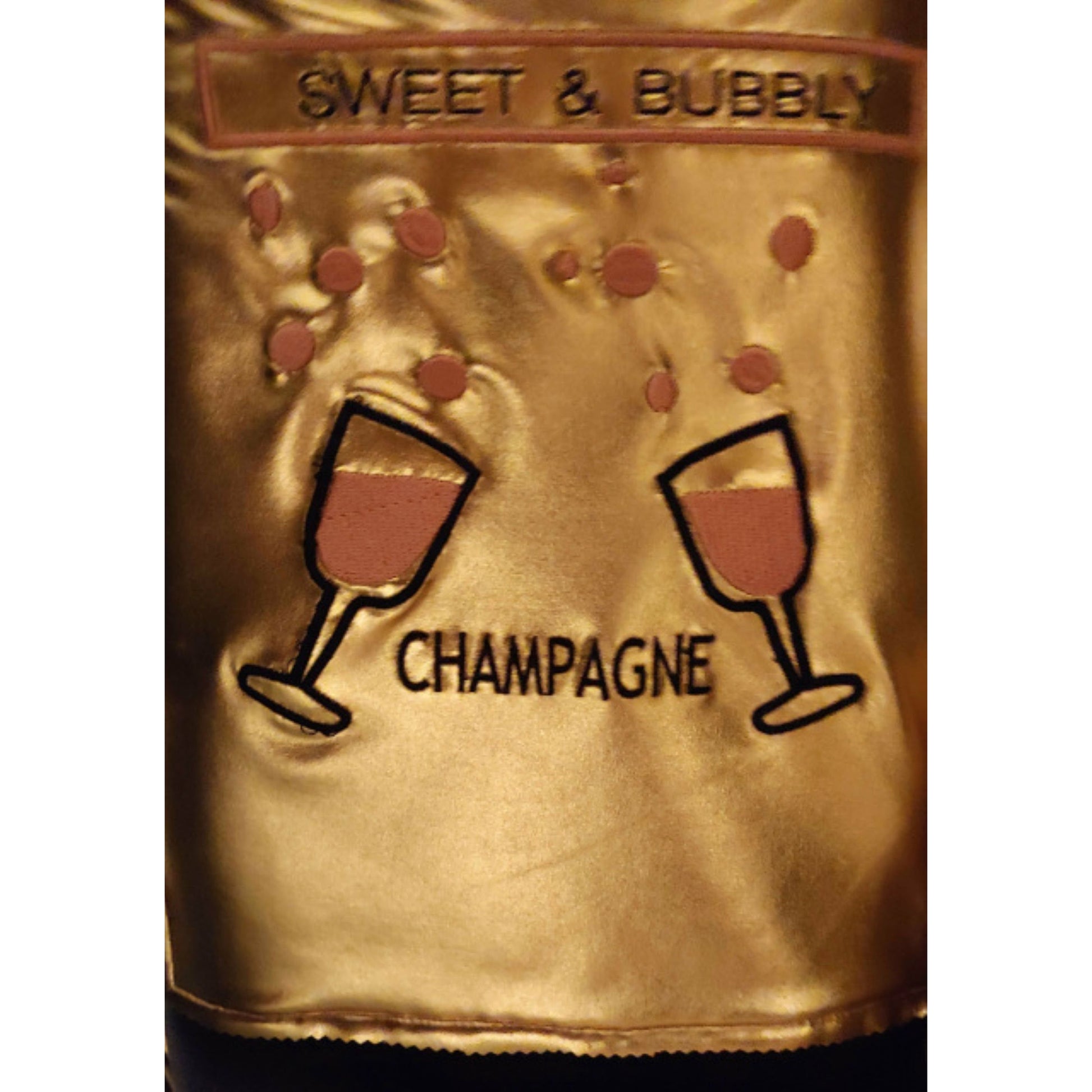 Costumes and Embroidery My Store adult plush embroidered champagne label bottle comic-con alcohol bar restaurant drink costume