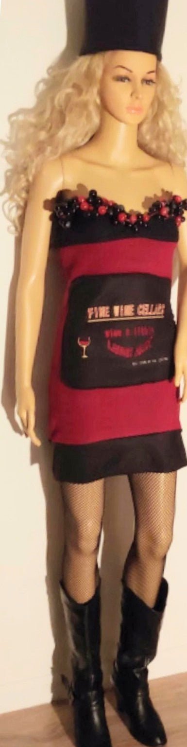 Costumes and Embroidery My Store adult plush embroidered wine label bottle comic-con alcohol restaurant bar drink costumes