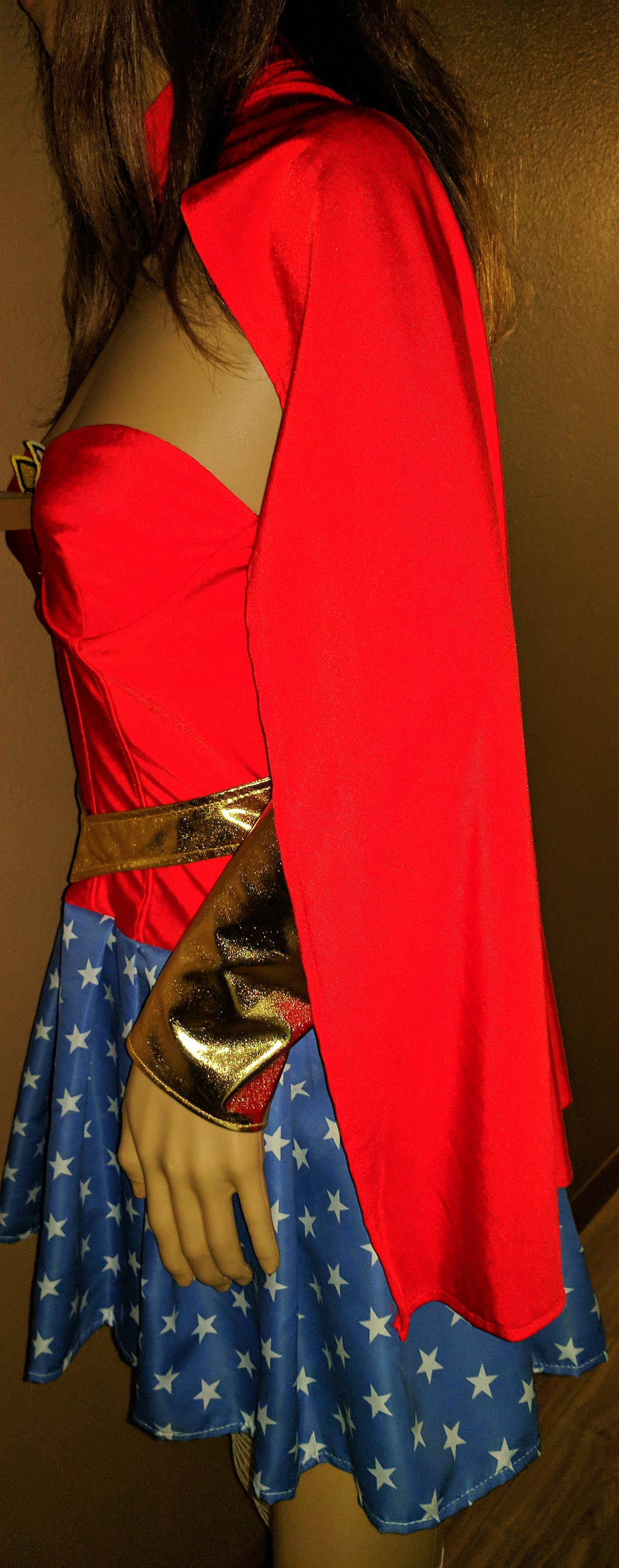 Costumes and Embroidery My Store Adult small / medium 4 piece red, white and blue wonder woman super hero Comic-con costume with quality lycra and cotton fabric