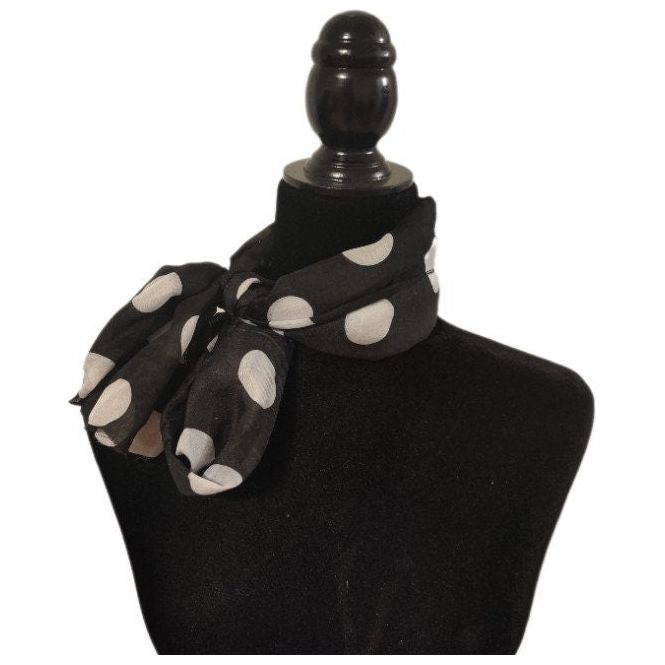 Costumes and Embroidery My Store Black & White Polka Dotted Scarf-1950's Pink Ladies-Sock Hop Scarves