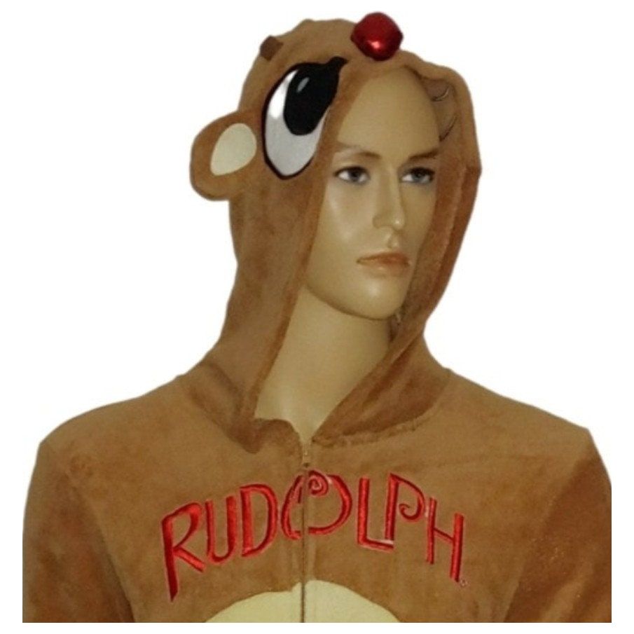 Costumes and Embroidery My Store Christmas Santa-Con Rudolph Adult Costume-Onsie-Polyester