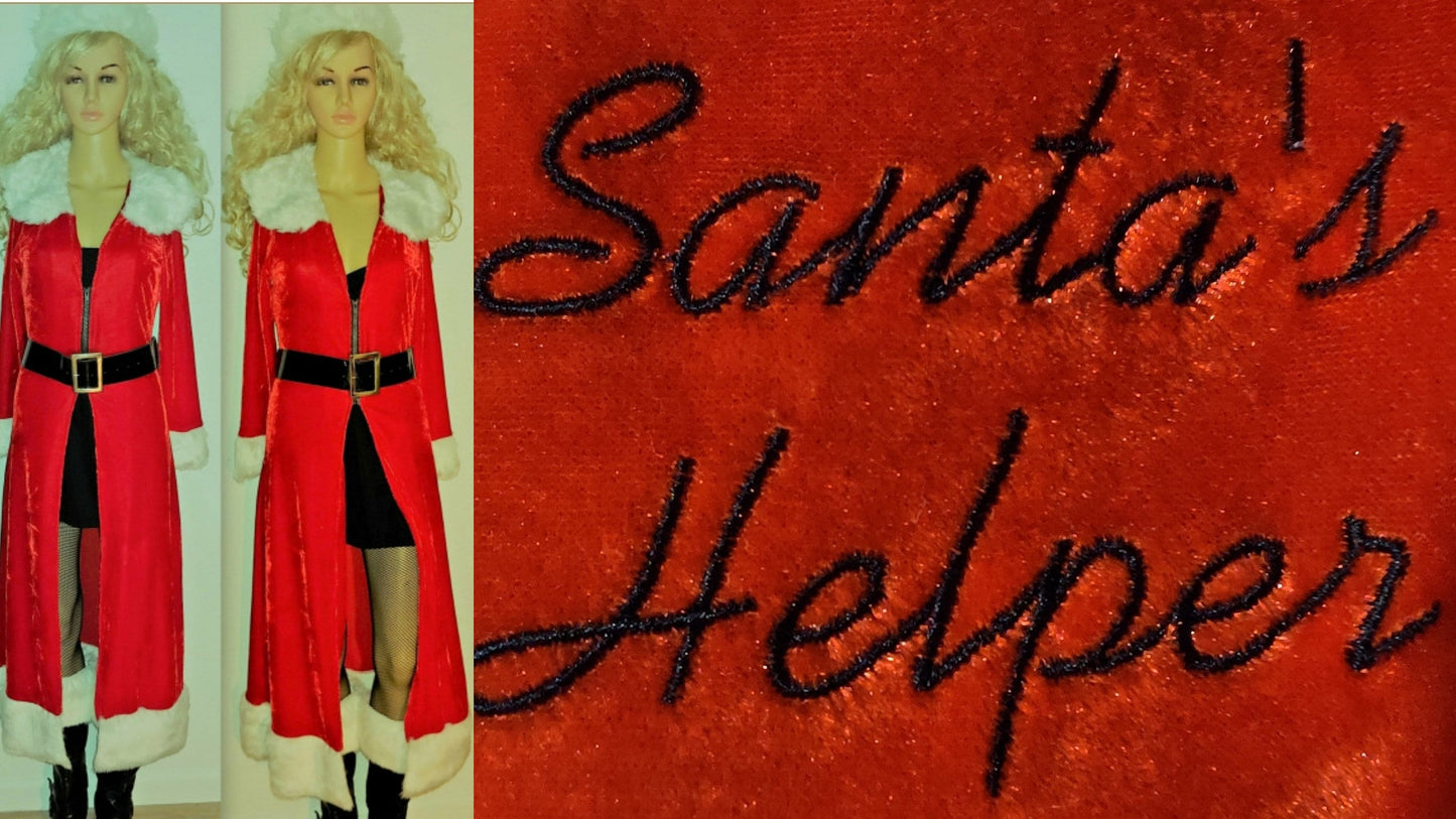 Costumes and Embroidery My Store Christmas Santa's Helper- Mrs. Clause Costume Jacket-Dress, Plush Velvet