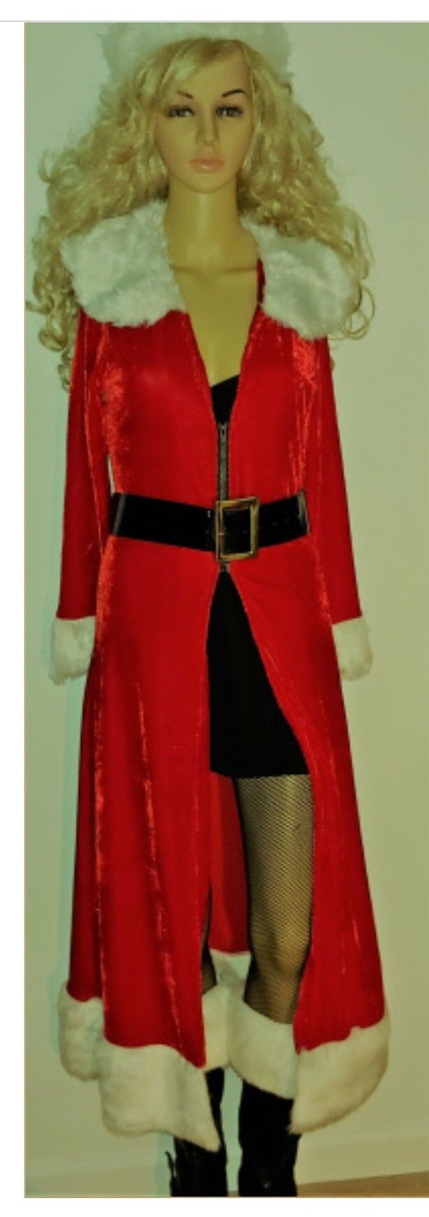 Costumes and Embroidery My Store Christmas Santa's Helper- Mrs. Clause Costume Jacket-Dress, Plush Velvet