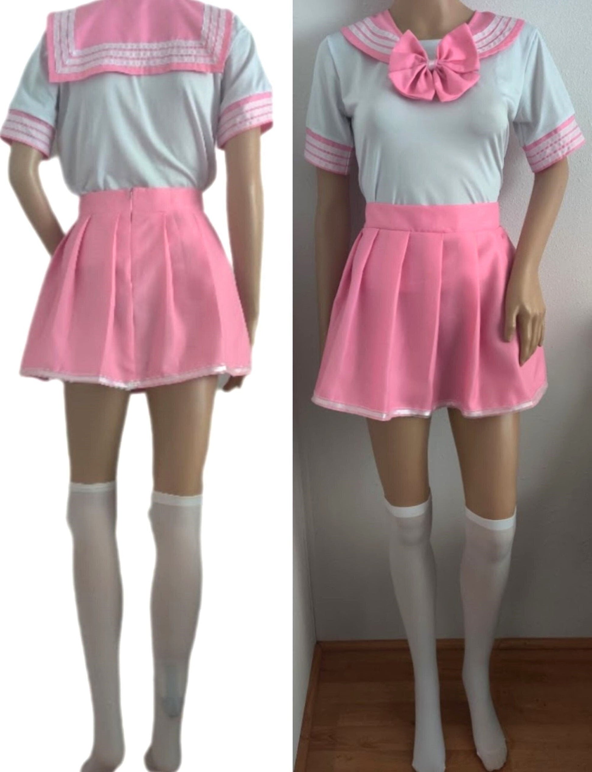 Costumes and Embroidery My Store comic-con adult small three piece cosplay anime Comic-Con pink school girl sailor costume 27" non-stretch waist