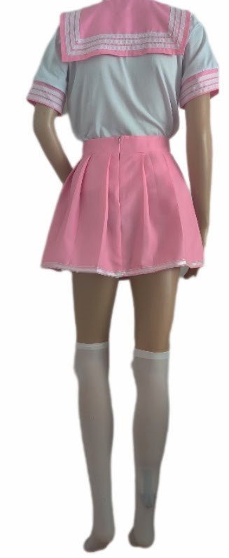 Costumes and Embroidery My Store comic-con adult small three piece cosplay anime Comic-Con pink school girl sailor costume 27" non-stretch waist