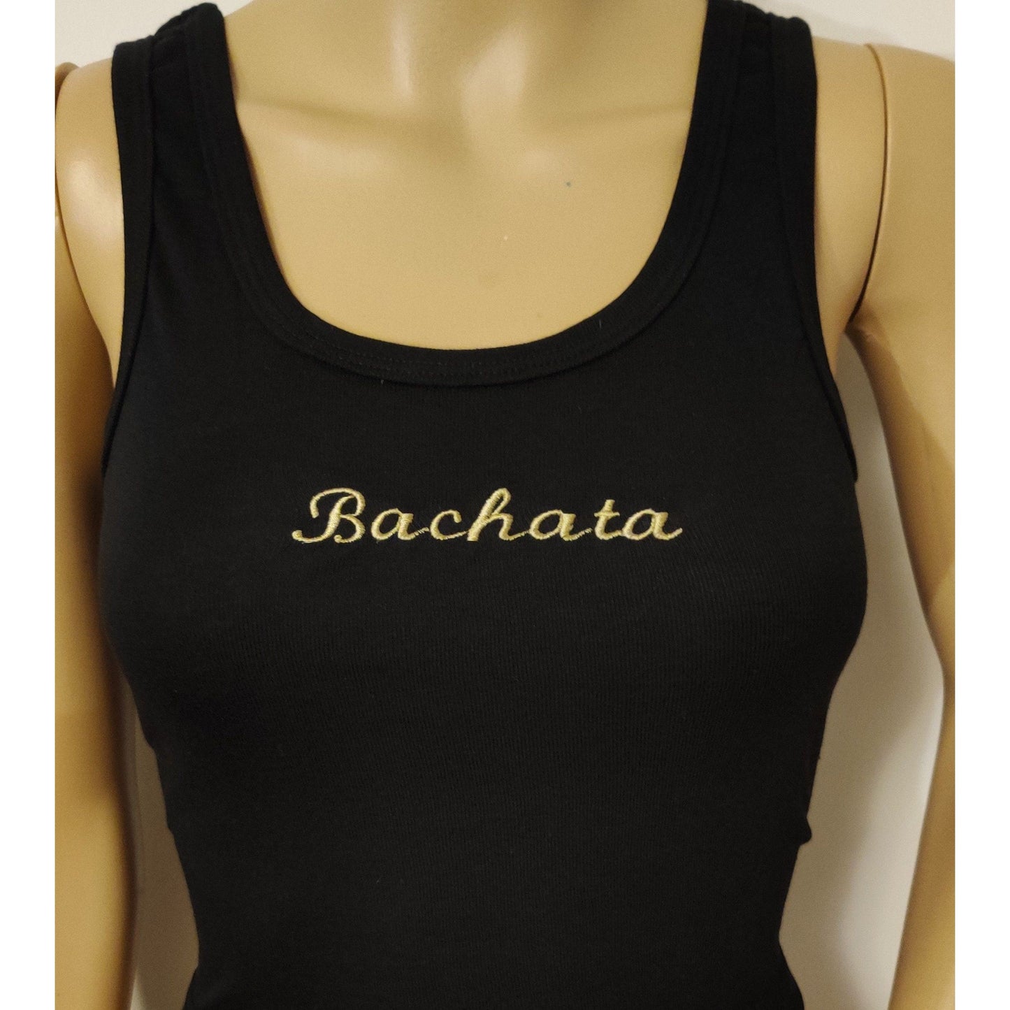 Costumes and Embroidery My Store Dance Dance Logo Tank Top-Custom, Black With Gold Embroidery