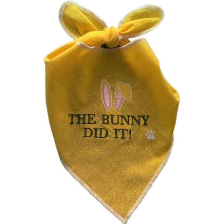 Costumes and Embroidery My Store Dog Bandana- Easter-Embroidered "The Bunny Did It "