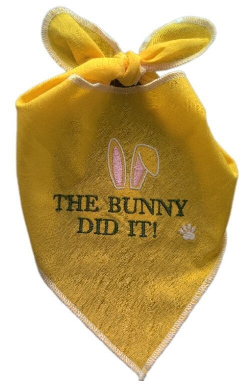 Costumes and Embroidery My Store Dog Bandana- Easter-Embroidered "The Bunny Did It "