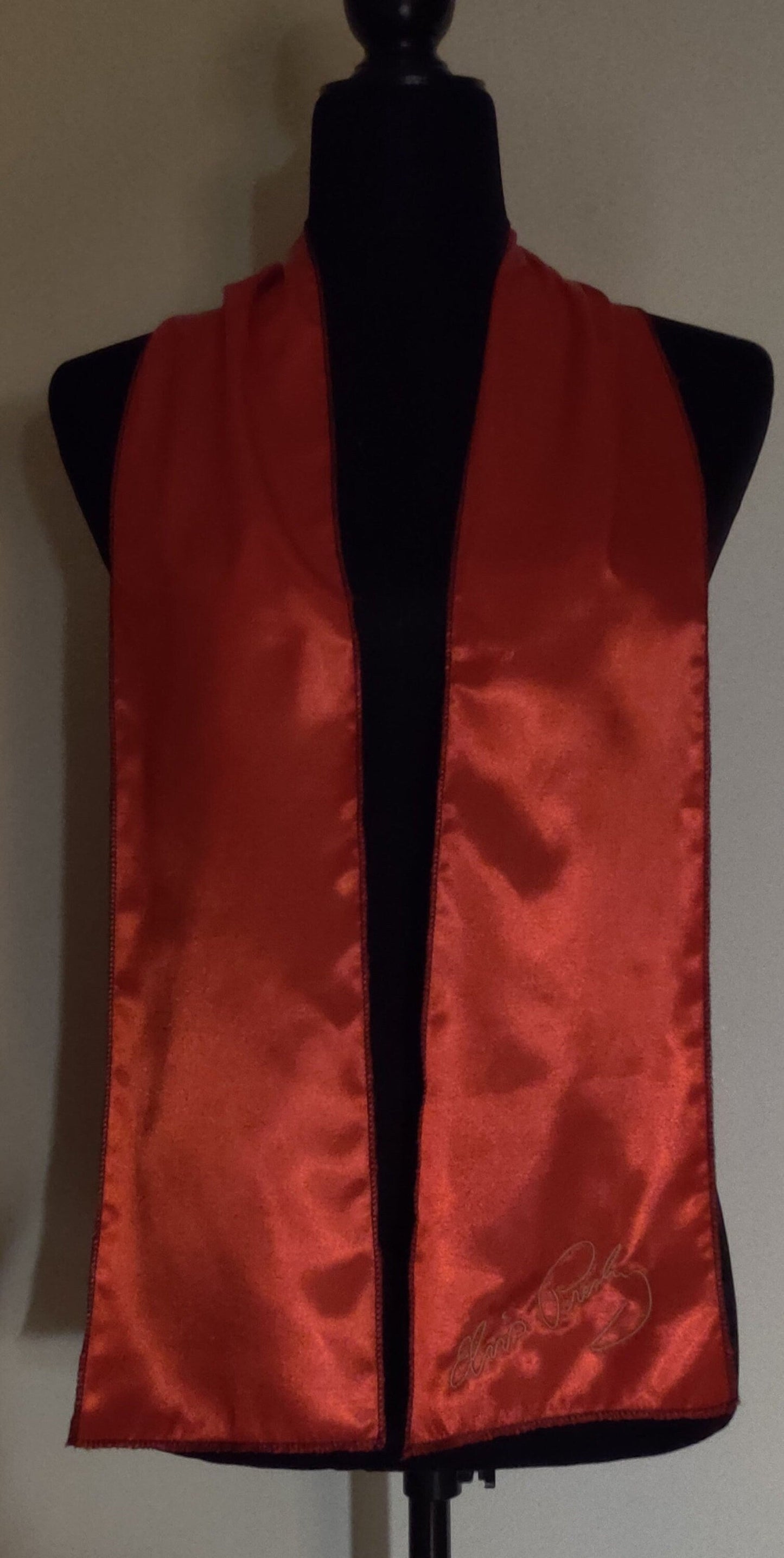 Costumes and Embroidery My Store Elvis Presley Impersonator scarf -Custom Name- Select Colors- Black Serged Trim