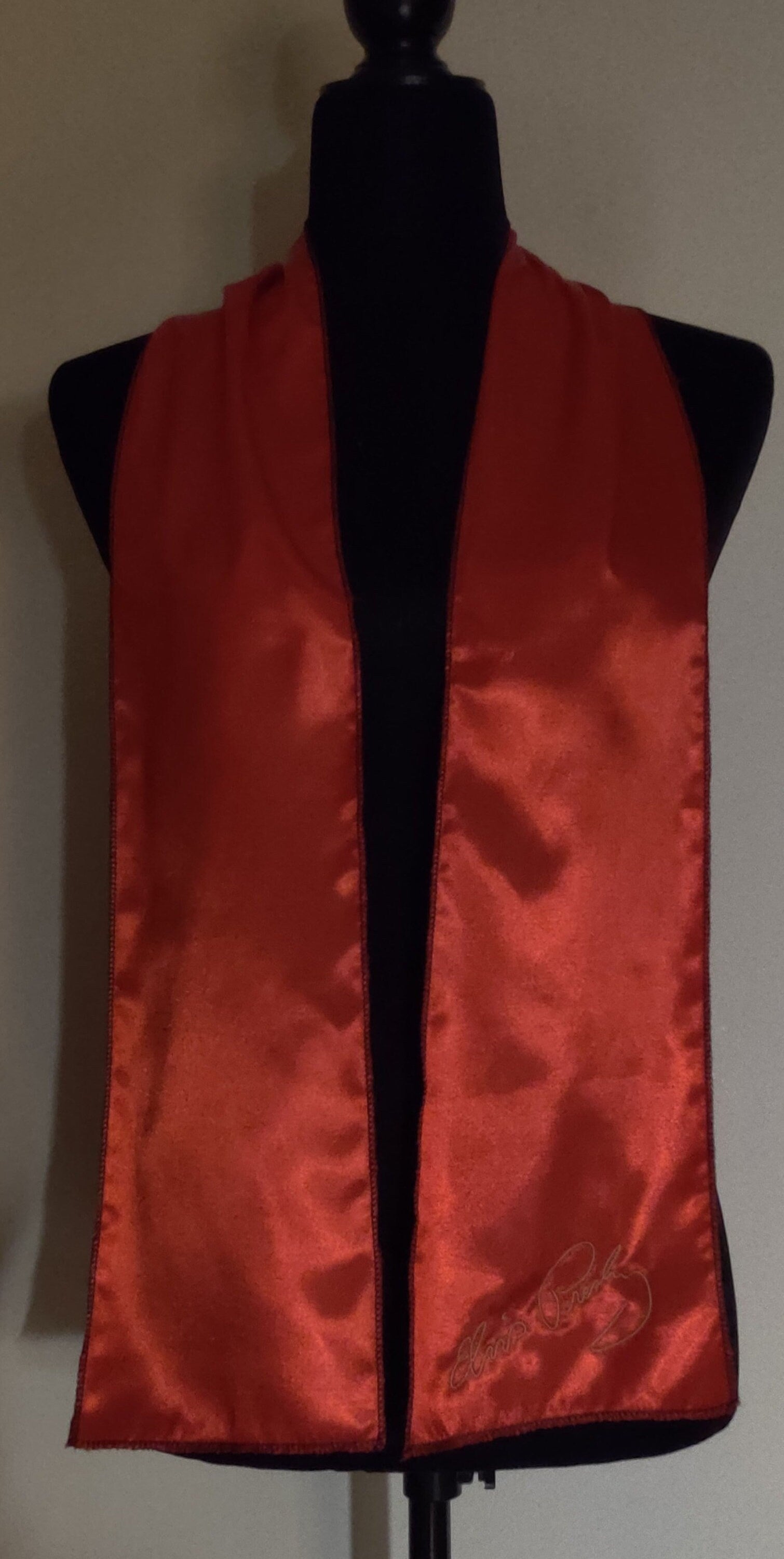 Costumes and Embroidery My Store Elvis Presley Impersonator scarf -Custom Name- Select Colors- Black Serged Trim