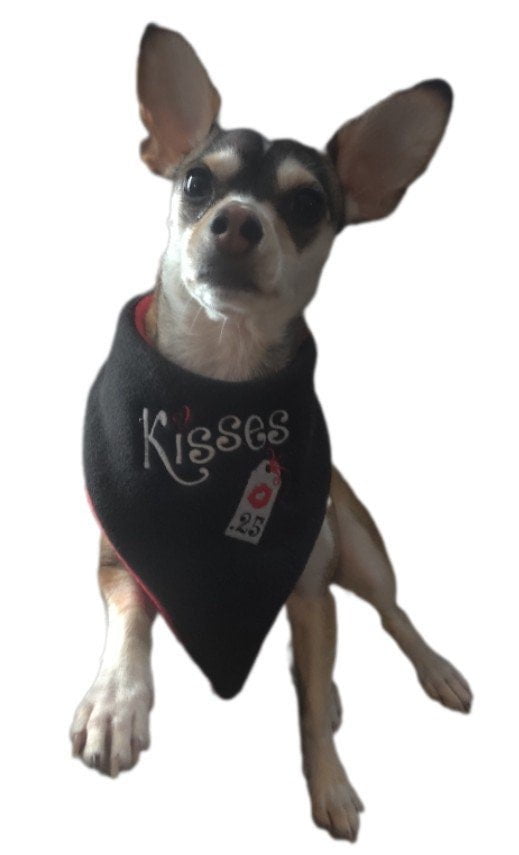 Costumes and Embroidery My Store Embroidered Valentines Day Kisses Dog Bandana-Sales Tag