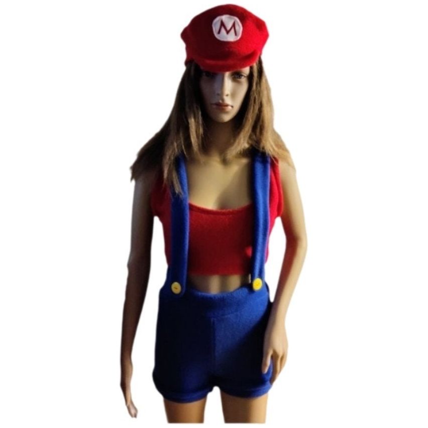 Costumes and Embroidery My Store Gamer Super Mario Bros Inspired Comic-Con Costume, Women's Medium- Stretch Fleece