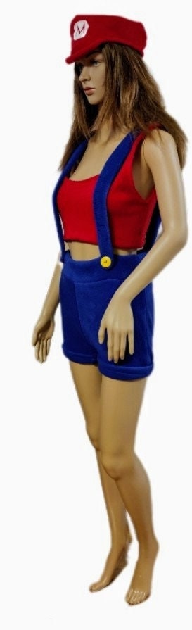 Costumes and Embroidery My Store Gamer Super Mario Bros Inspired Comic-Con Costume, Women's Medium- Stretch Fleece