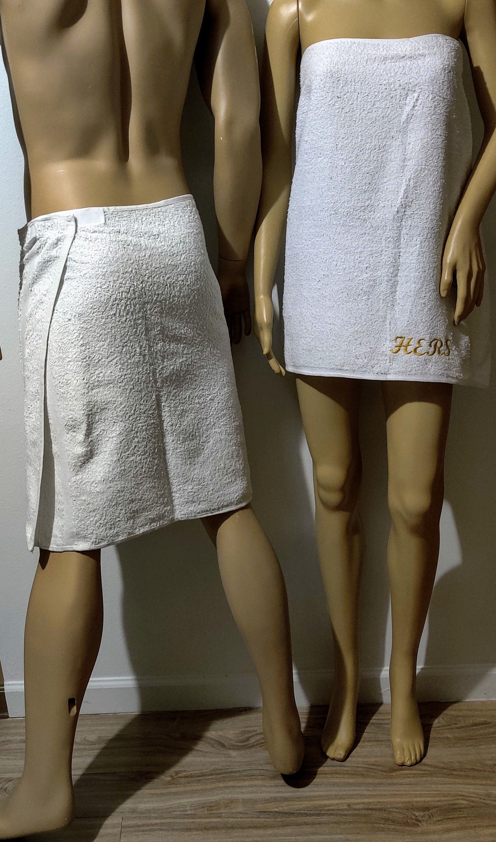 Costumes and Embroidery My Store Metallic Gold Embroidered- His Or Hers Spa Towel Wrap-Black Or White 100% Cotton