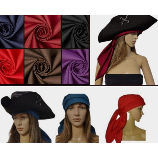 Costumes and Embroidery My Store Pirate Bandana-36"by 36"-Select Colors, Black Serged Trim- Cotton Polyester