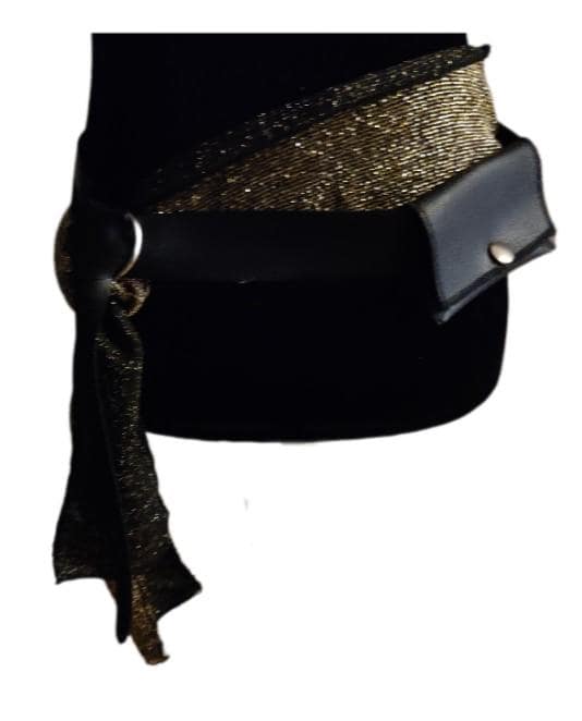 Costumes and Embroidery My Store Pirate Belt-Black Faux leather & Suede- Loop Style, 47" Fits Waist 30"-37"