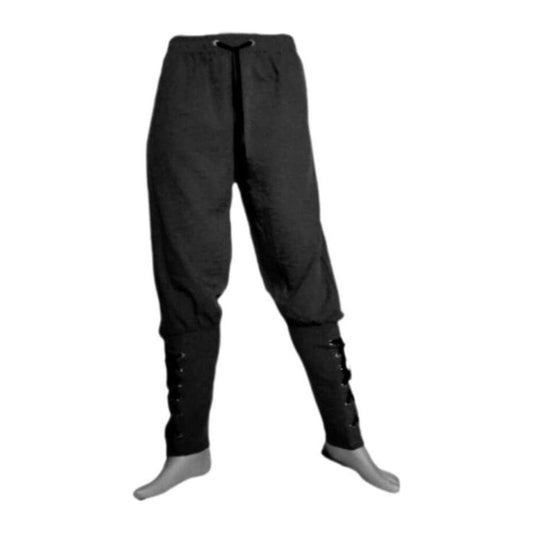 Costumes and Embroidery My Store Pirate Black Banded Pirate Pants -Adult 30"- 38" Drawstring Elastic Waist- Custom Length 34"- 41"