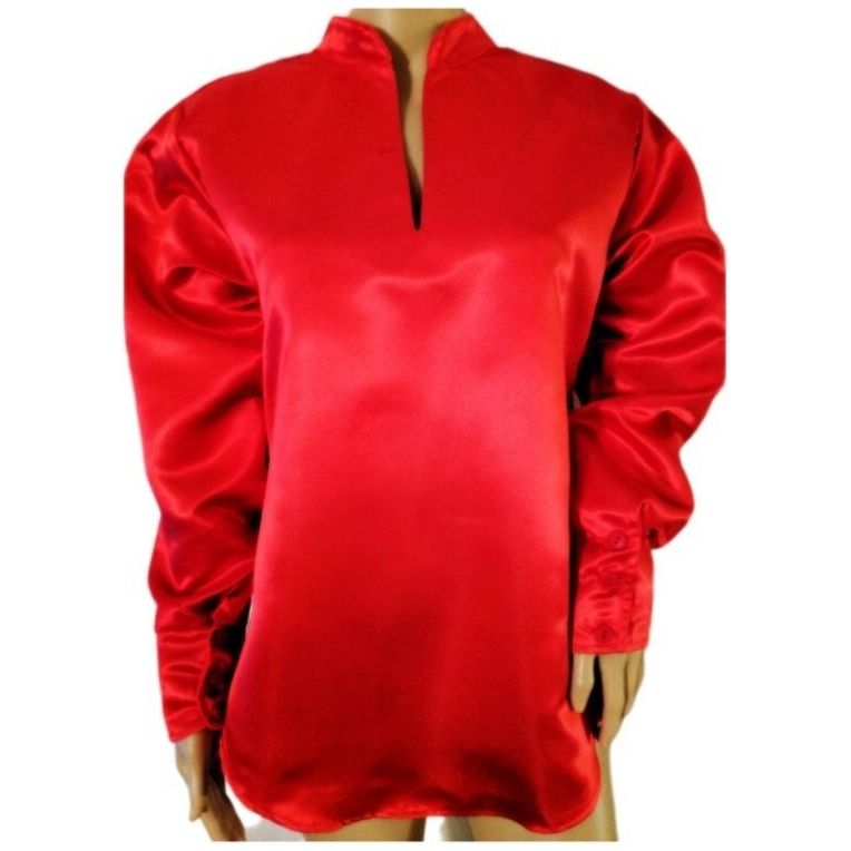 Costumes and Embroidery My Store Pirate Costume Blouse-Adult Medium- Red quality Satin-Pull-Over