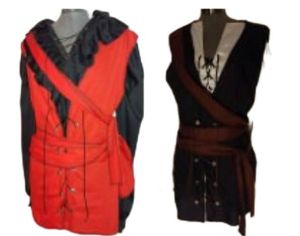 Costumes and Embroidery My Store Pirate Costume Vest- 160" Sash, Select Colors- Cotton Polyester