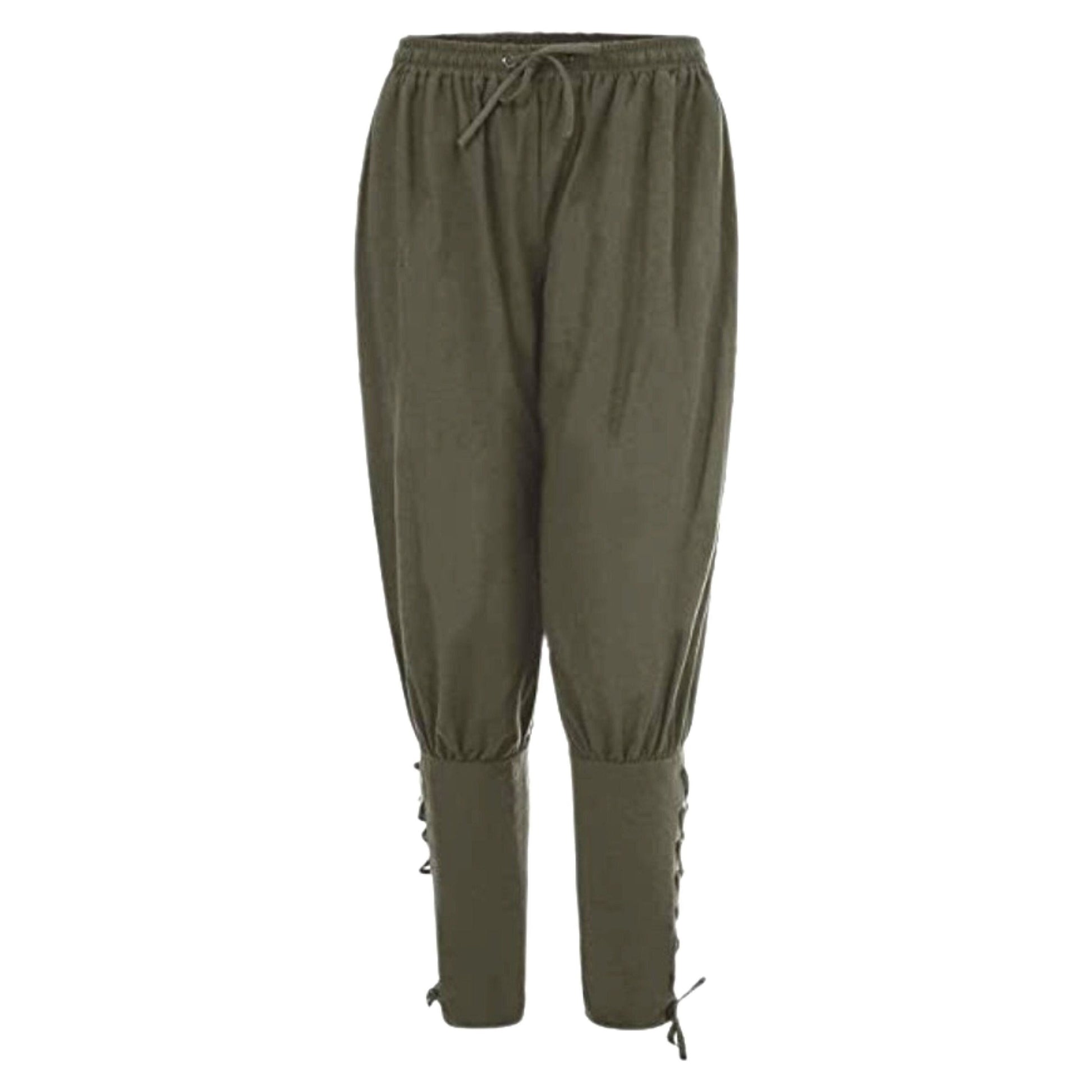 Costumes and Embroidery My Store Pirate Moss Green Banded Pirate Pants -Adult 30"- 38" Drawstring Elastic Waist- Custom Length 34"- 41"