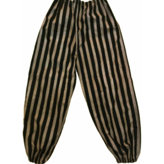 Costumes and Embroidery My Store Tan & Black Striped Pirate Pants, Custom Size-Optional Belt Loops & Pockets